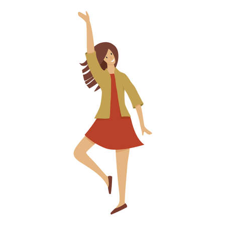 Smiling girl say hello icon, cartoon styleのイラスト素材