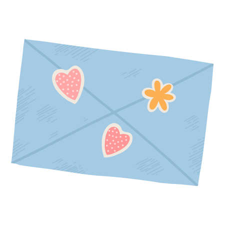 Collection envelope with mail, postmark and postcard vector flat, cartoon illustration. Various craft paper letters, stationery, sealing wax and handmade card isolated on whiteのイラスト素材