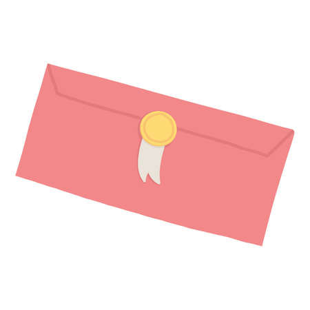 Collection envelope with mail, postmark and postcard vector flat, cartoon illustration. Various craft paper letters, stationery, sealing wax and handmade card isolated on whiteのイラスト素材