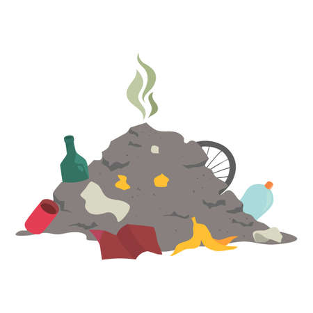 City garbage pile icon, cartoon styleのイラスト素材