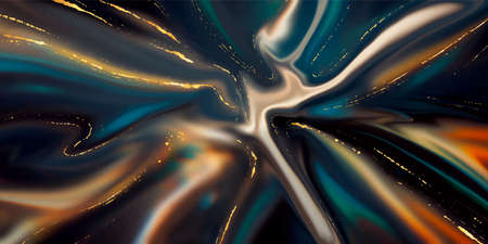 Abstract black liquid concept background realistic vector. Gold marble texture