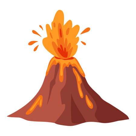 Volcano icon cartoon vector. Lava magmaのイラスト素材
