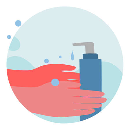 Soap hand wash icon cartoon vector. Clean water hygieneのイラスト素材