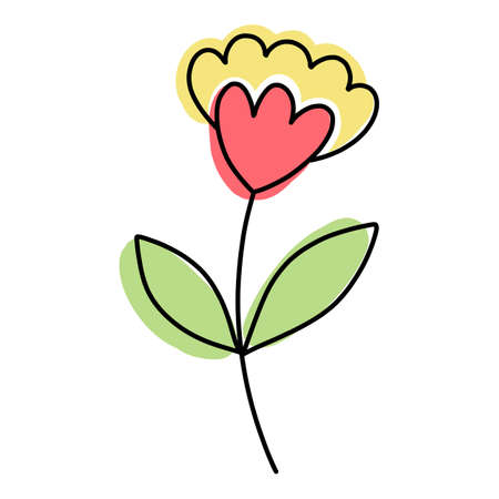 Doodle flower icon outline hand drawn vector. Floral spring plantのイラスト素材