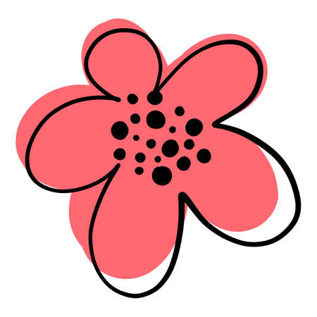 Doodle flower icon outline hand drawn vector. Floral spring plantのイラスト素材
