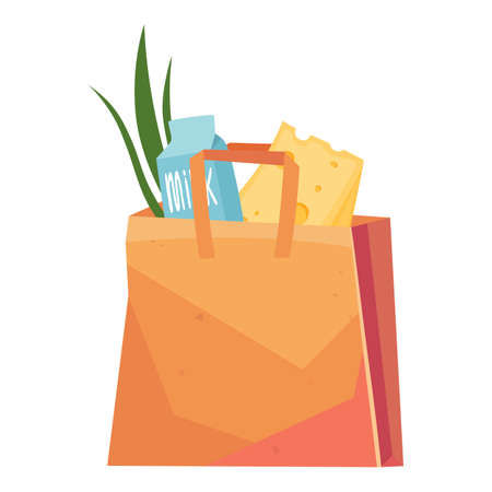 Food paper bag icon cartoon vector. Grocery supermarket buyのイラスト素材