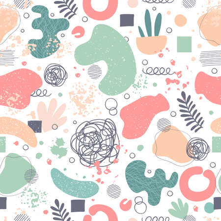 Creative doodle art header with different shapes and textures. Collage. Vector illustration for your designのイラスト素材