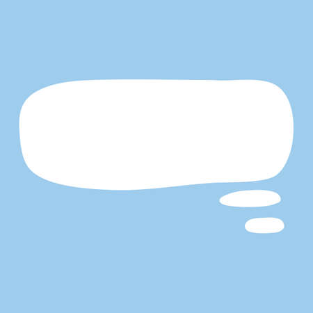 White speech bubble. Thinking balloon talks bubbling chat comment cloud comic retro shouting voice shapes isolated on blueのイラスト素材
