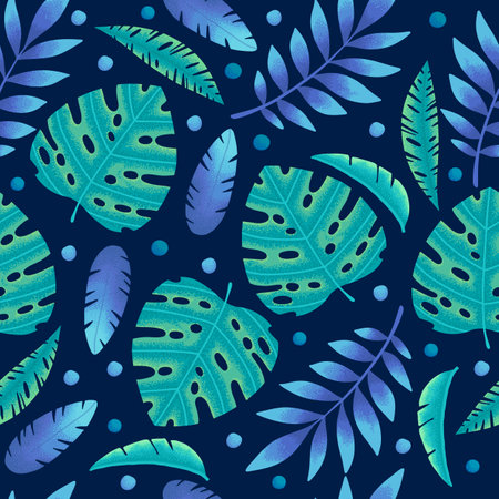 Tropical leaf pattern cartoon vector. Palm seamlessのイラスト素材