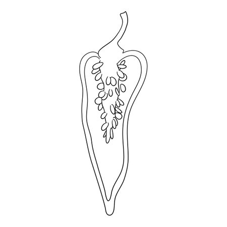 Eco pepper icon outline, hand drawn vector. Red cartoonのイラスト素材