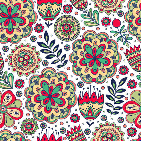 Indian flower paisley pattern outline hand drawn vector. Floral ethnicのイラスト素材