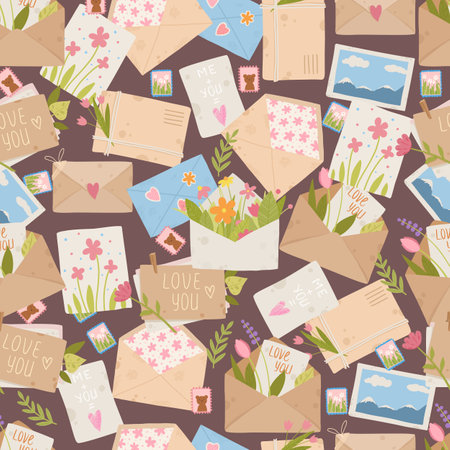 Card envelope pattern cartoon vector. Mail noteのイラスト素材