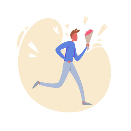 Boy giving and sharing love, donating. Concept of assistance, care, philanthropy and support. Men holding hearts. Colored flat vector illustration isolated on white backgroundのイラスト素材