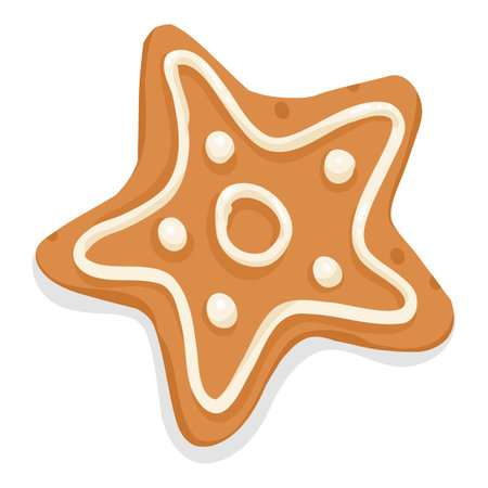 Gingerbread, Christmas cookie. Xmas ginger bread, biscuit of different shapes with sweet sugar glaze. Festive holiday dessert, bakery. Flat vector illustration isolated on white backgroundのイラスト素材