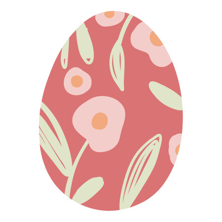 Happy Easter vector card colorful egg. Design of Spring greeting card. Vertical card with egg, spring flowers design decorativeのイラスト素材