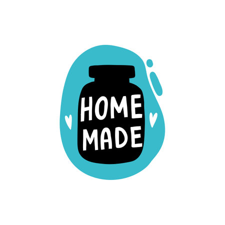 Cooking food lettering Home Made. Kitchen badge logo, baking food typography and cook label vectorのイラスト素材