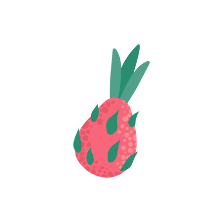Doodle fruit. Natural tropical dragon fruit, vitamin healthy. Vegan kitchen hand drawn, organic fruit or vegetarian food. Vector isolated icon illustrationのイラスト素材
