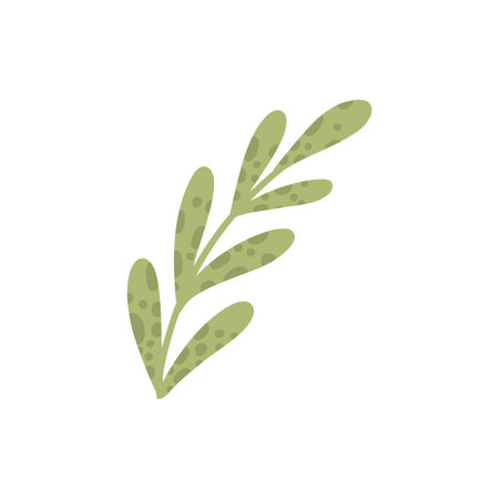 Field floral plant with green leafs and branch, blossom decorationのイラスト素材