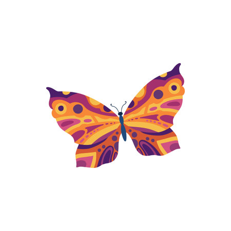 Butterfly vector illustration. Beautiful tropical moths isolated on white background. Flying cute insects with colorful wings in flat trendy style.のイラスト素材