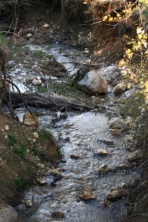 Stream of water falling downwardsの写真素材
