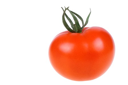 ripe fresh Tomato on white backgroundの写真素材