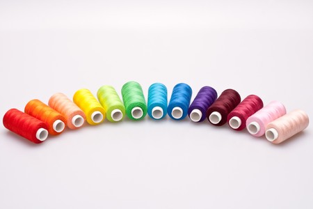 multi-colored rainbow threads for sewing