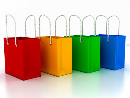 3d shopping bag on a white backgroundの写真素材