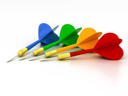 3d darts on a white backgroundの写真素材