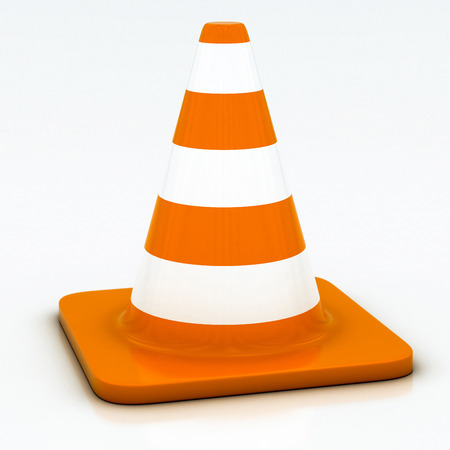 orange highway traffic cone on a white backgroundの写真素材