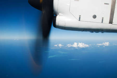 An airline propellor while in flightの写真素材