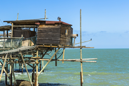 Fishing platform known as trebuchet in San Vito Chietino, Abruzzo, Italyの写真素材