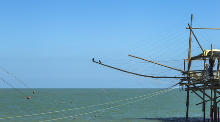 Fishing platform known as trebuchet in San Vito Chietino, Abruzzo, Italyの写真素材