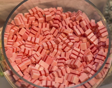 Small bars of soap with strawberry scentの写真素材