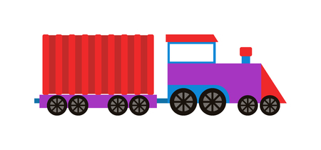 Old locomotive design and train isolated vector. Cartoon train isolated and train isolated locomotive railroad transport. Vehicle steel train isolated and cartoon toy train speed power vintage train.のイラスト素材