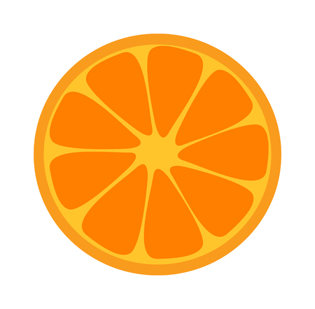 Slice of fresh orange isolated on white background and orange slice fruit. Orange slice vector citrus food and orange slice juicy organic sweet vitamin. Orange slice tasty healthy cut exotic fruit.のイラスト素材