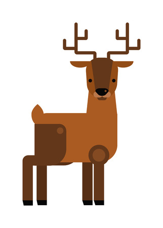 Wild cartoon deer animal flat vector silhouette, wild animal symbol. Cartoon animal silhouette. Wild life animals silhouette. Vector wild zoo farm animal vector. Deer cartoon style isolated on whiteのイラスト素材