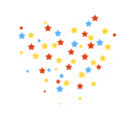 Abstract background with falling star-shaped confetti. Stars confetti decorative sparkle celebration design. Christmas paper ornament decorative pattern stars confetti. Stars shape glittering vector.のイラスト素材