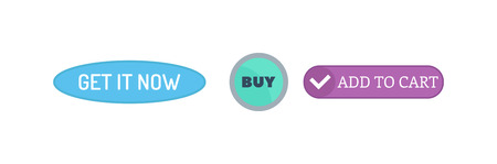 Web element shop button isolated on white. Design sign buy element shop button and label cart shop icon. Business shop symbol shop button graphic. Navigation UI element button.のイラスト素材