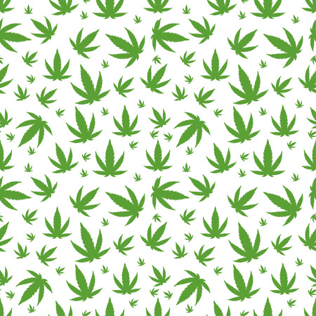 Green marijuana background vector illustration. White marijuana background leaf pattern repeat seamless repeats. Marijuana leaf background herb narcotic textile pattern. Different vector patterns.のイラスト素材