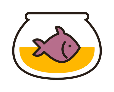 Gold fish in aquarium on white background. Tropical ocean marine fish in aquarium. Aquatic wildlife blue isolated fish in aquarium ocean marine saltwater fishbowl motion. Beautiful pet coral tank.のイラスト素材