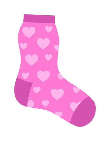 Flat design colorful socks icon vector illustration. Selection of various socks on white background. Textile warm clothes socks pair cute decoration wool winter clothing. Sport season collection.のイラスト素材