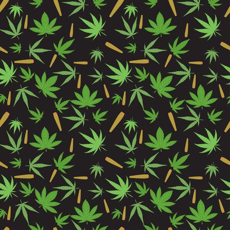 Green marijuana background vector illustration. White marijuana background leaf pattern repeat seamless repeats. Marijuana leaf background herb narcotic textile pattern. Different vector patterns.のイラスト素材