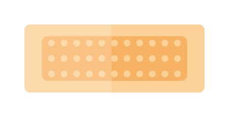 Set of adhesive patch plasters isolated on white background. Vector aid protection bandage medical patch plaster. Help medicine care emergency sticky patch plaster. Injury assistance equipment.のイラスト素材