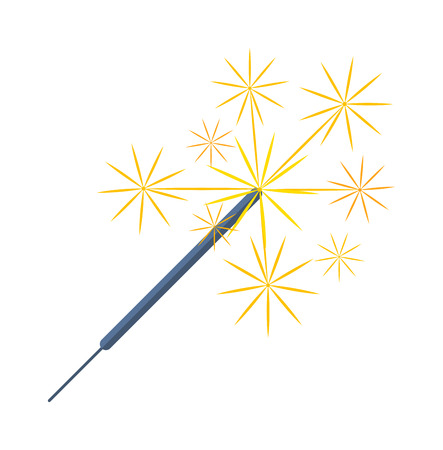 Party sparkler icon on white background vector. Energy light festive fire anniversary symbol sparkler. Sparkler holiday fire flame fun glowing firework. Pyrotechnics festival birthday shine.のイラスト素材