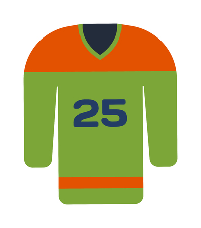 Hockey uniform in vector game uniform team sport clothes shirt. Vector hockey sweater design symbol template. Isolated hockey jersey. Ice hockey sweater in flat style sport clothes shirt.のイラスト素材