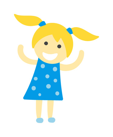 Cute baby kid girl and cute child character vector. Cute girl beautiful fashion young female and cute girl dress kid love child. Cute girl dress kid love child and cute happy girl. Cartoon character.のイラスト素材