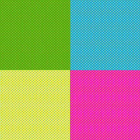 Halftone color pop art background vector illustration. Pop art retro background background pattern. Retro pop art background design graphic pattern. Halftone color dot cartoon background.のイラスト素材