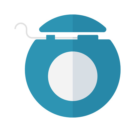 Dental floss vector illustration icon. Dental floss isolated on blue background. Healthy dental floss vector icon flat styleのイラスト素材