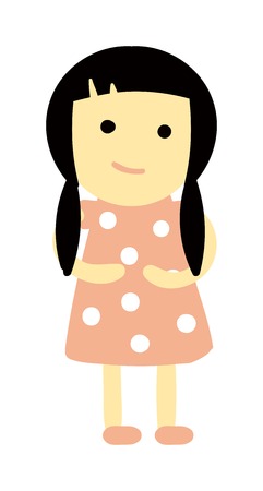Cute baby kid girl and cute child character vector. Cute girl beautiful fashion young female and cute girl dress kid love child. Cute girl dress kid love child and cute happy girl. Cartoon character.のイラスト素材