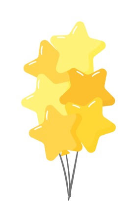 Color glossy star balloons mega set vector illustration. Round entertainment balloons holiday festival happy gift. Balloons beautiful toy party day celebrate, isolated helium color carnival tool.のイラスト素材